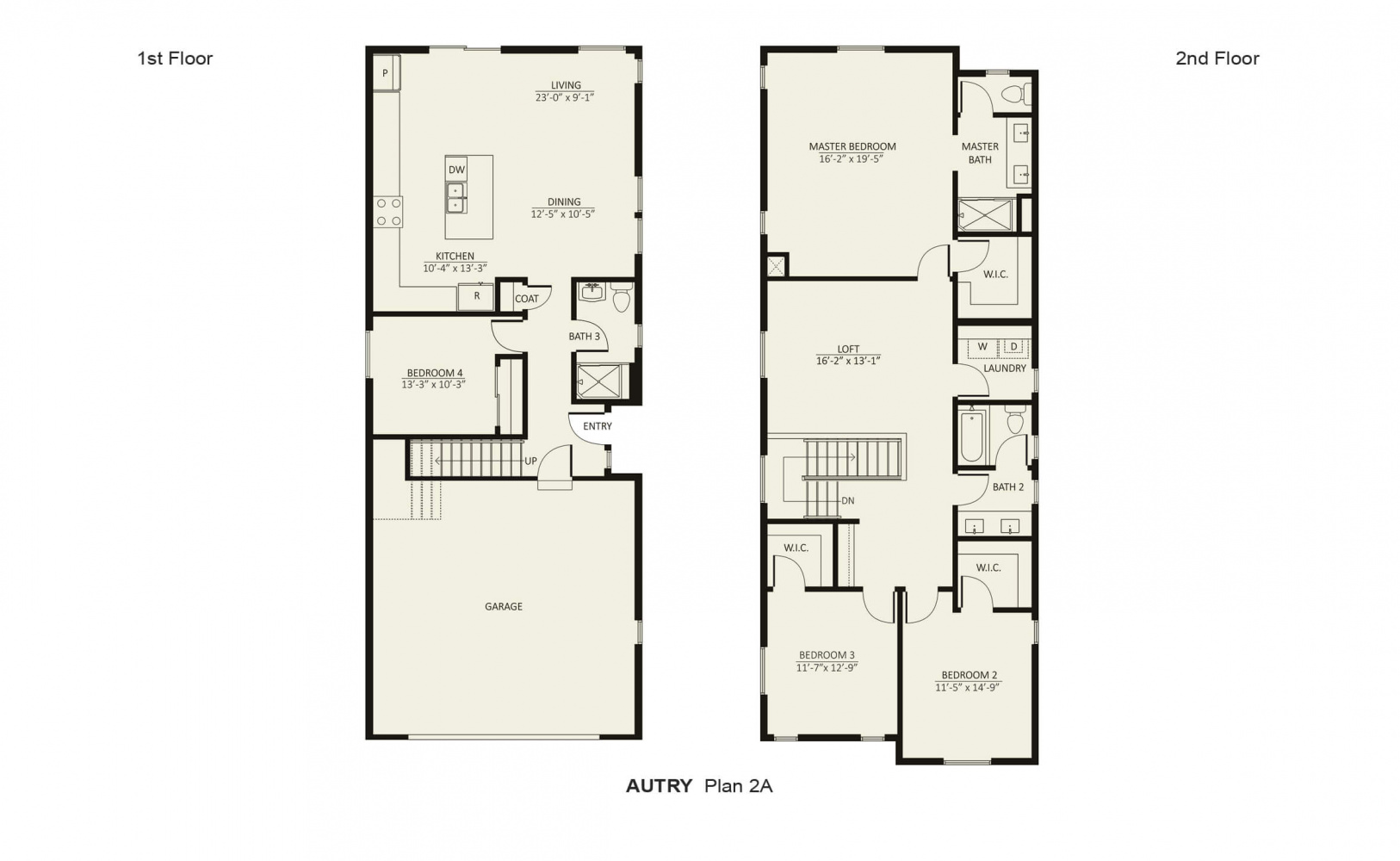 Plan 2A Floorplan of Autry New Homes in Sylmar, CA