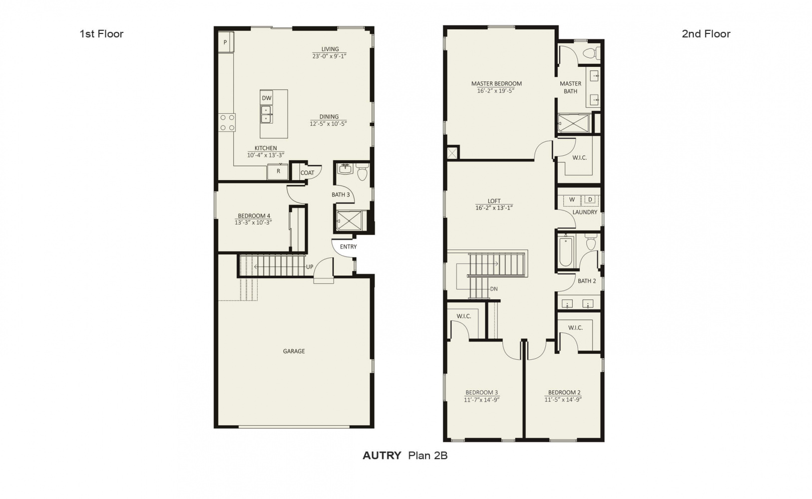 Plan 2B Floorplan of Autry New Homes in Sylmar, CA